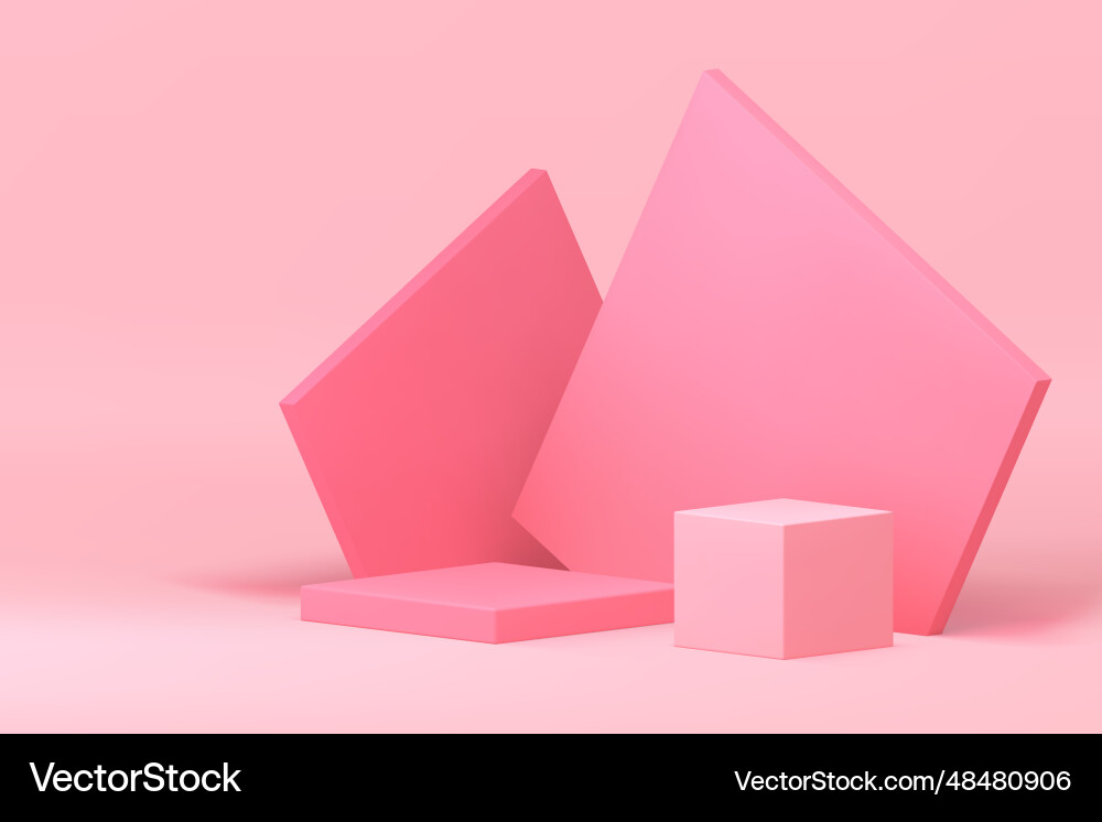 Pink 3d geometrische podium pedestal ästhetisch mock Pink 3d geometrische podium pedestal ästhetisch mock vektorbild