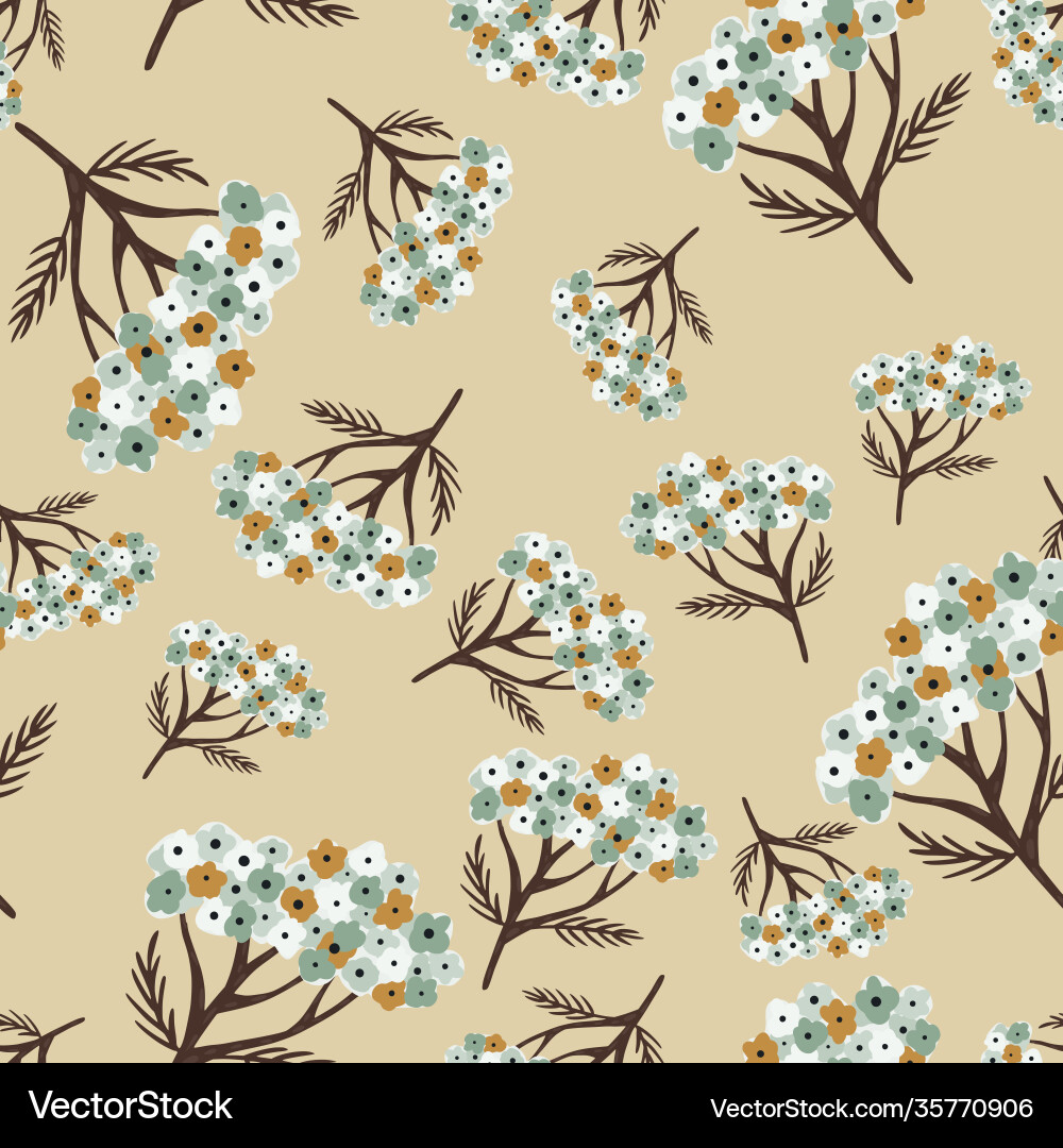 Random seamless pattern with simple yarrow Random seamless pattern with simple yarrow vector image
