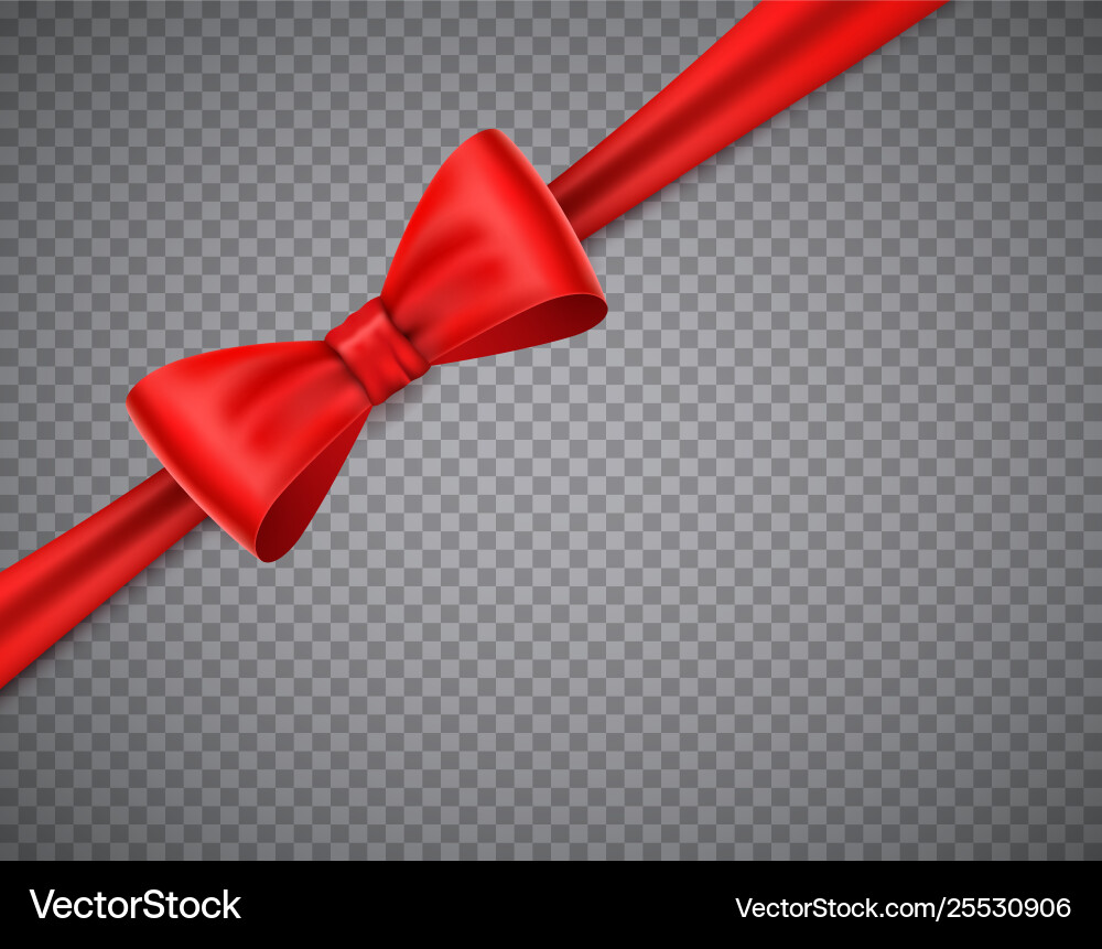 Realistic red bow on transparent background Vector Image