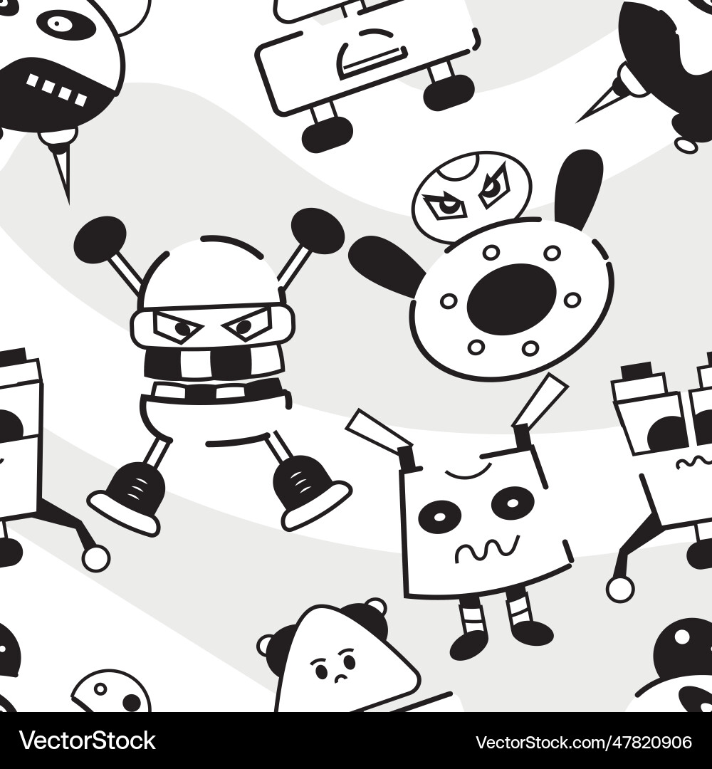 Seamless pattern background with robot toy icons Vector Image