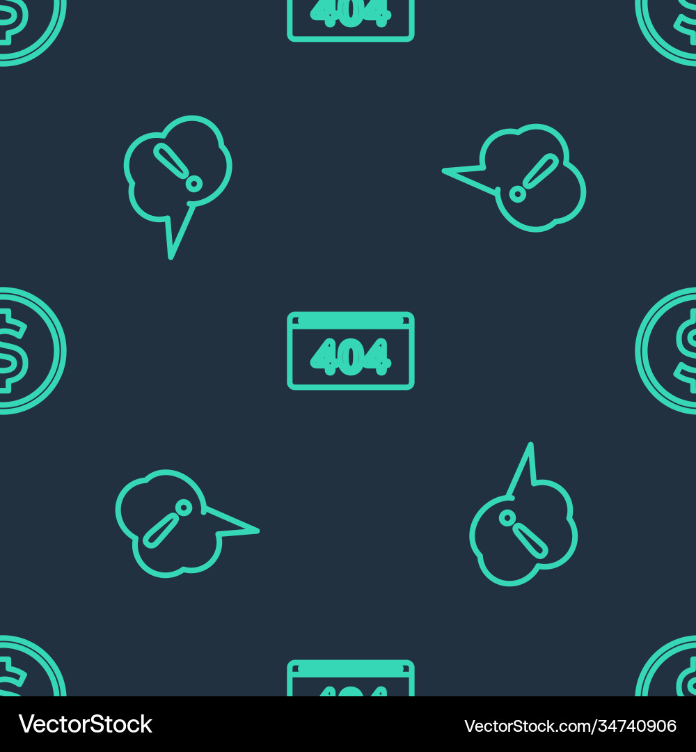 Set line page with a 404 error speech bubble Set line page with a 404 error speech bubble vector image