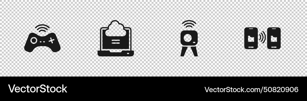 Set wireless gamepad network cloud connection web Set wireless gamepad network cloud connection web vector image