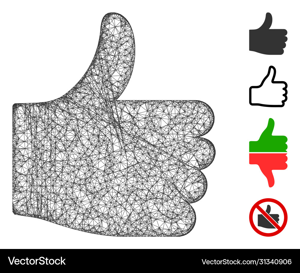 Thumb up web mesh Thumb up web mesh vector image