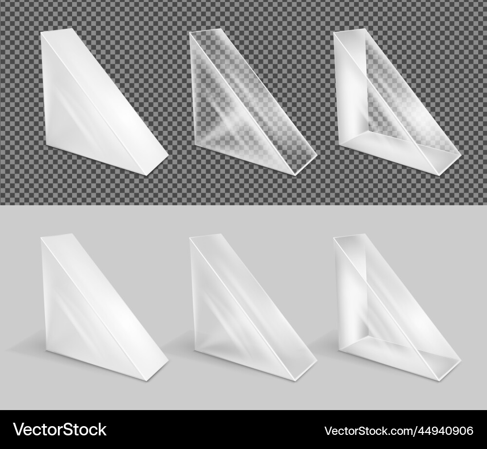 Transparent triangular cardboard package vector image