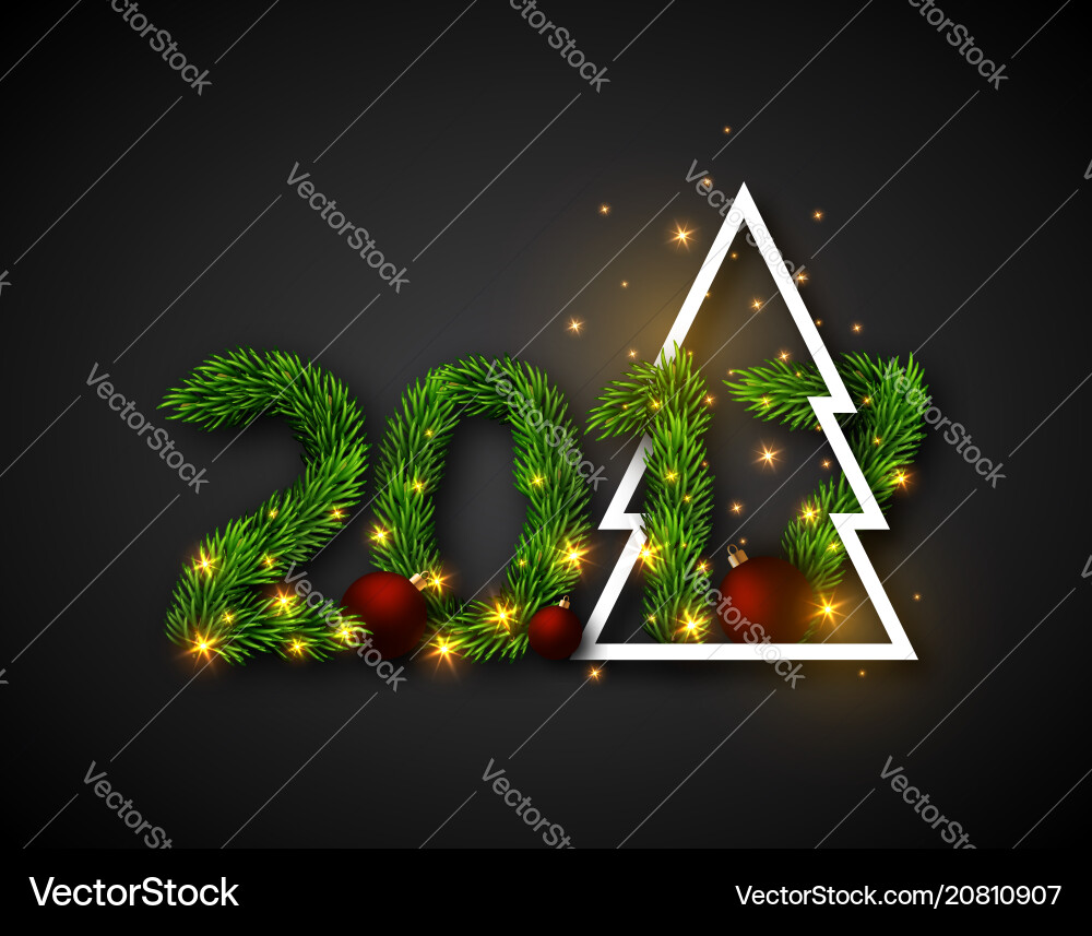 2017 numeric from fir branches with abstract 2017 numeric from fir branches with abstract vector image
