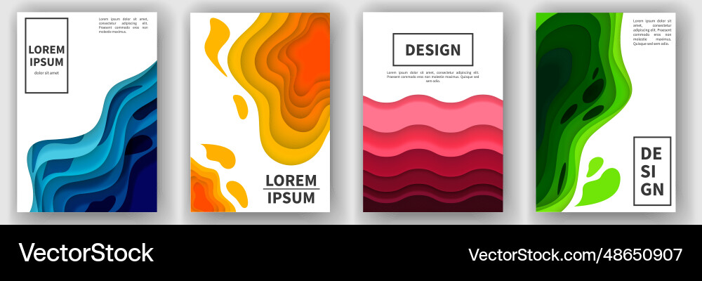 Abstract background set with color waves paper Abstract background set with color waves paper vector image