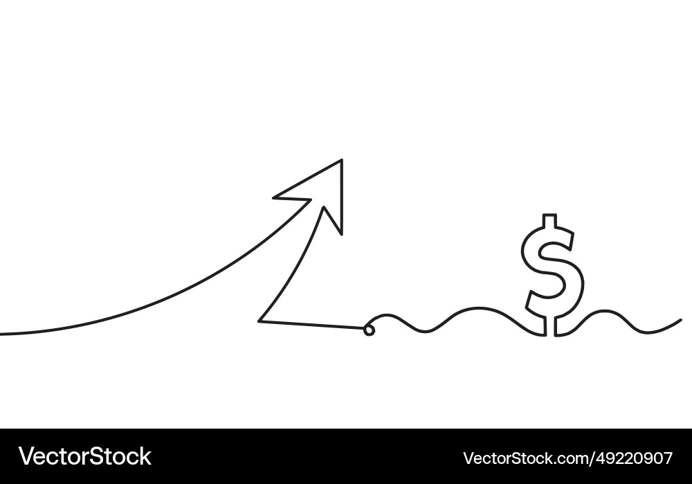 Abstract continuous lines arrows with dollar Abstract continuous lines arrows with dollar Vector Image