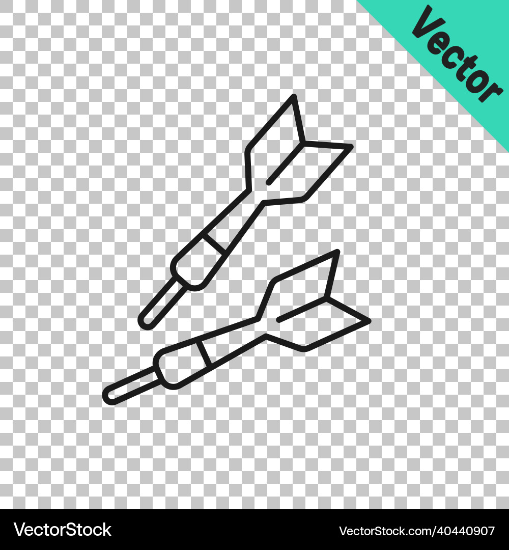 Black line dart arrow icon isolated on transparent Black line dart arrow icon isolated on transparent vector image