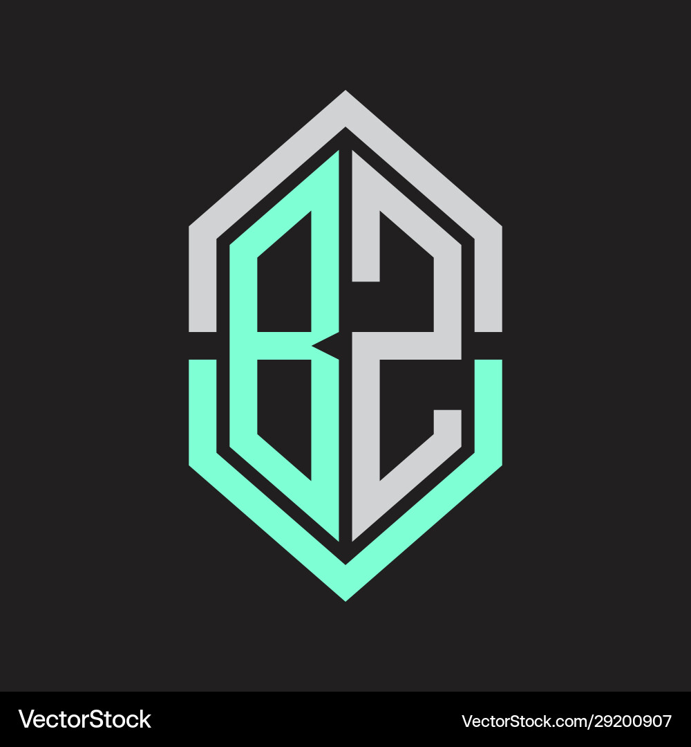 Bz logo monogram with hexagon shape and outline Bz logo monogram with hexagon shape and outline vector image