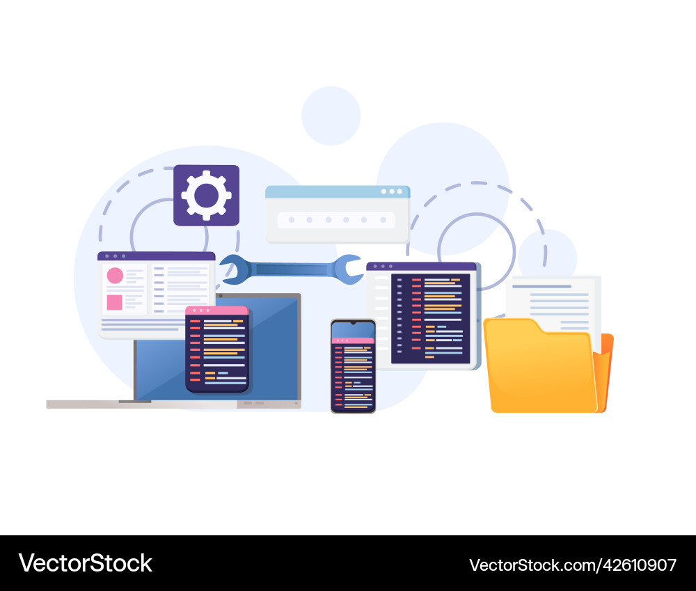 Concept for development using programming Concept for development using programming vector image