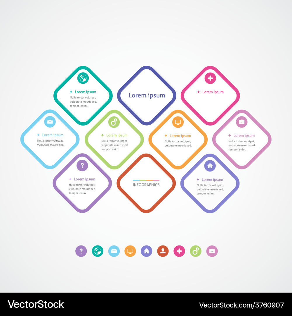Design a template from rhombus with icons vector image