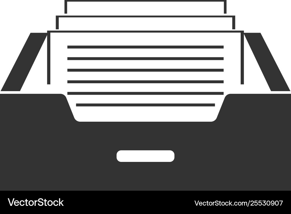 Drawer with documents icon isolated archive Drawer with documents icon isolated archive vector image