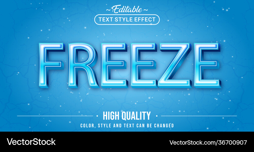 Editable text style effect - blue freeze vector image