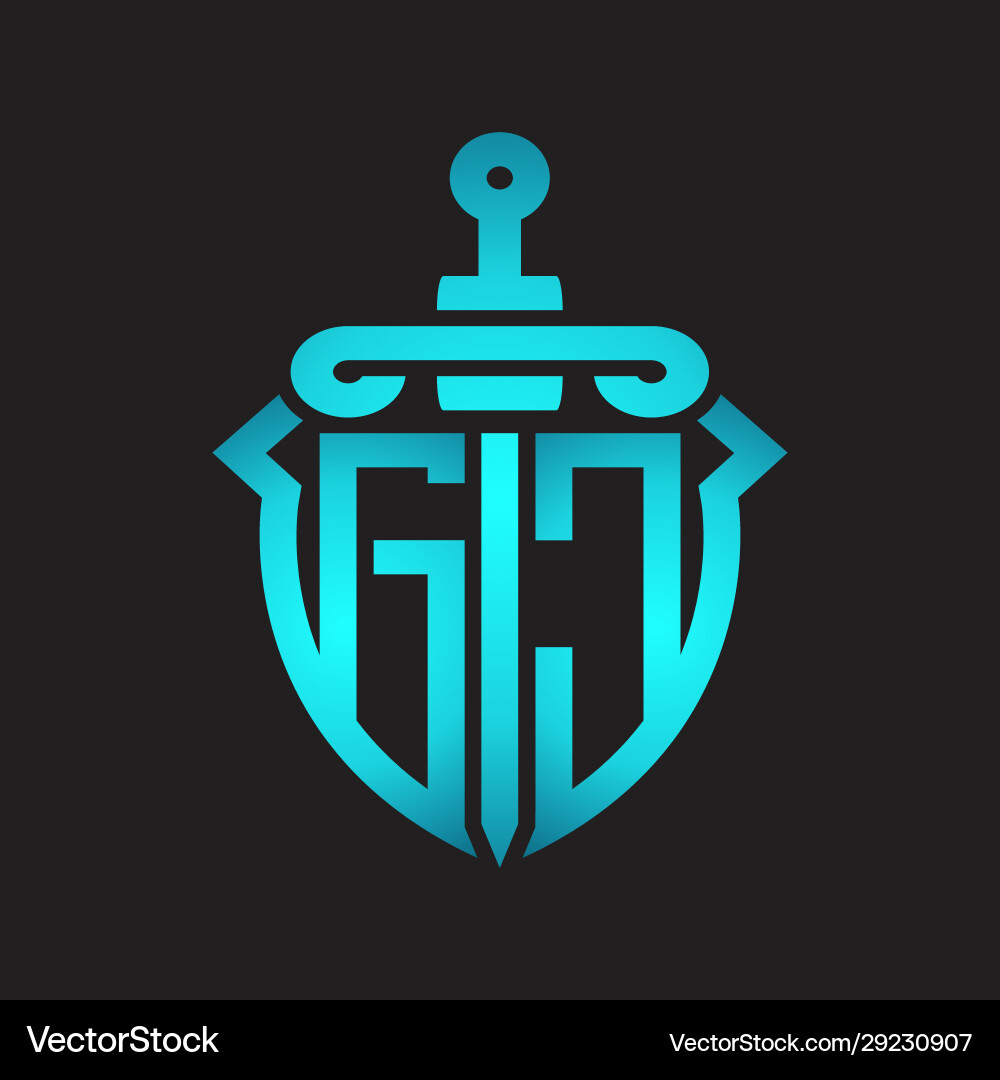Gc logo monogram with sword and shield Gc logo monogram with sword and shield Vector Image