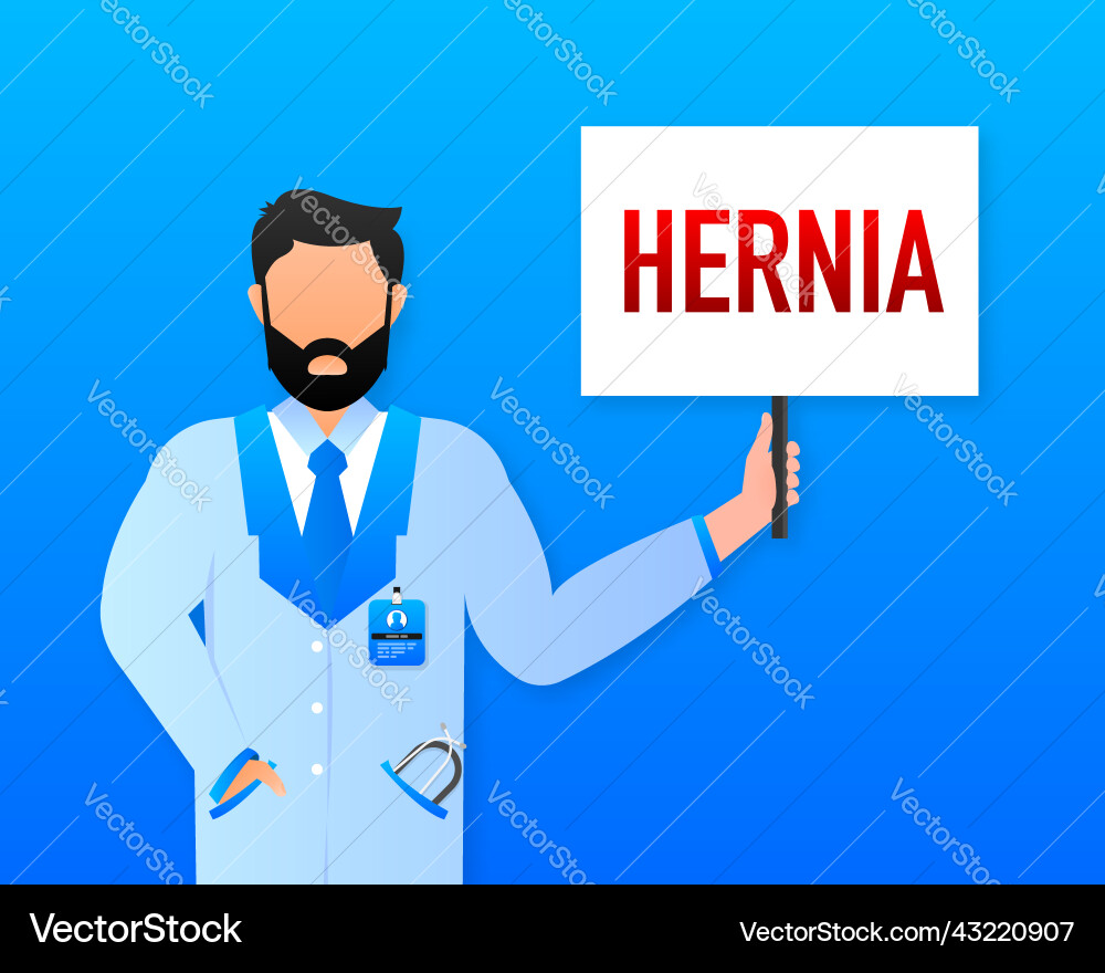 Hand halten signboard mit text - hernia man Vektorbild