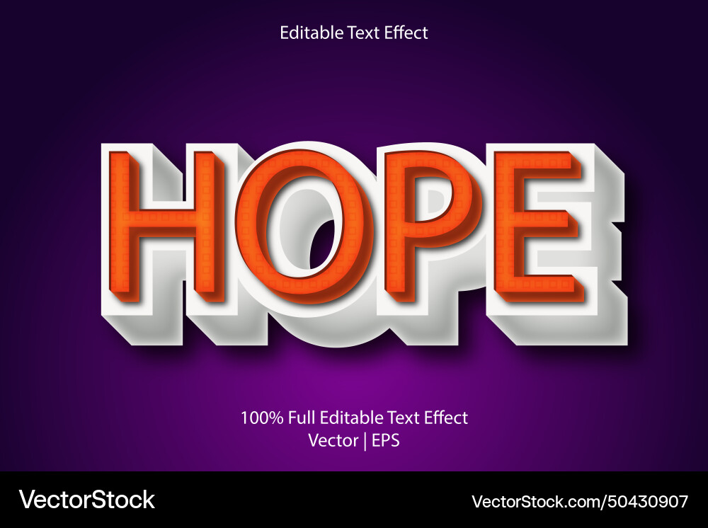 Hope editable text effect retro style Vector Image