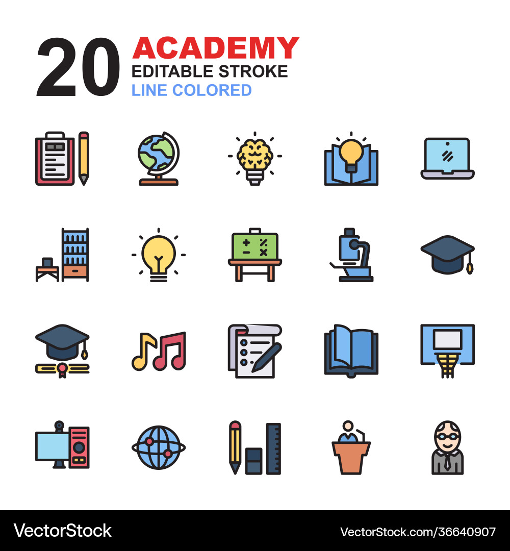 Icon set academy line color icons you can use Icon set academy line color icons you can use vector image