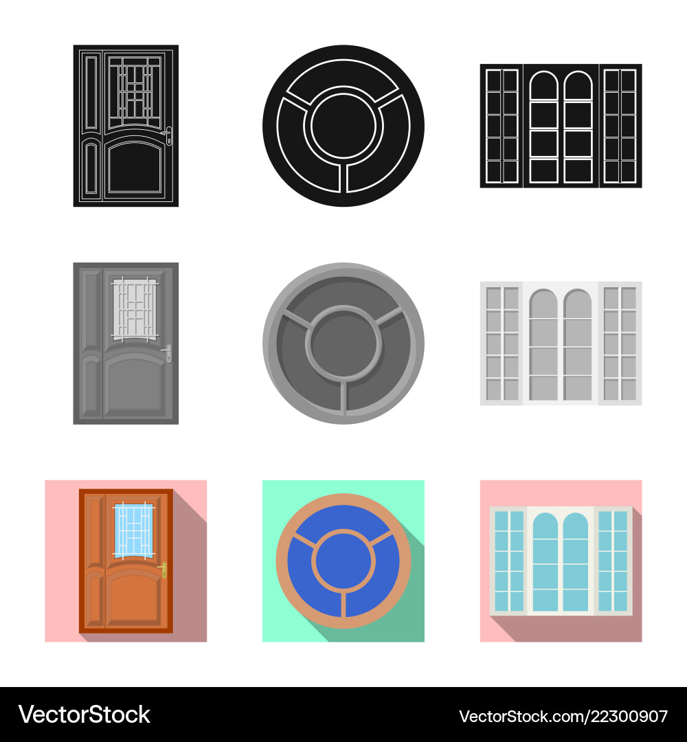 Isolated object of door and front symbol set Vector Image