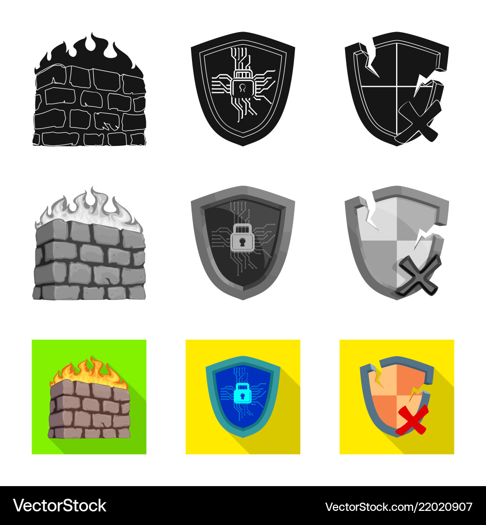 Isolated object of virus and secure icon set Vector Image