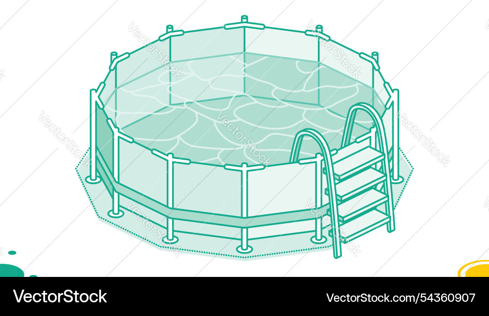 Isometric swimming pool in outline style empty Vector Image