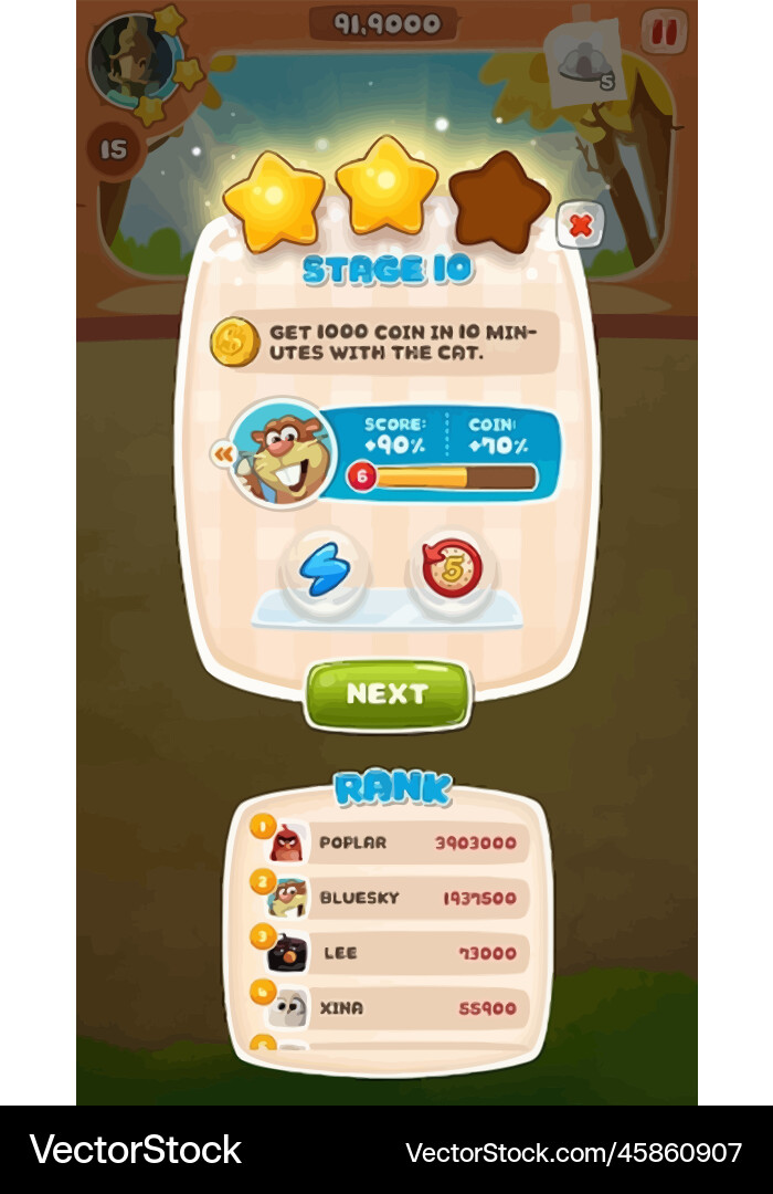 Komplettes Set von Level-Taste Spiel ui Pop-up-Symbol Vektorbild