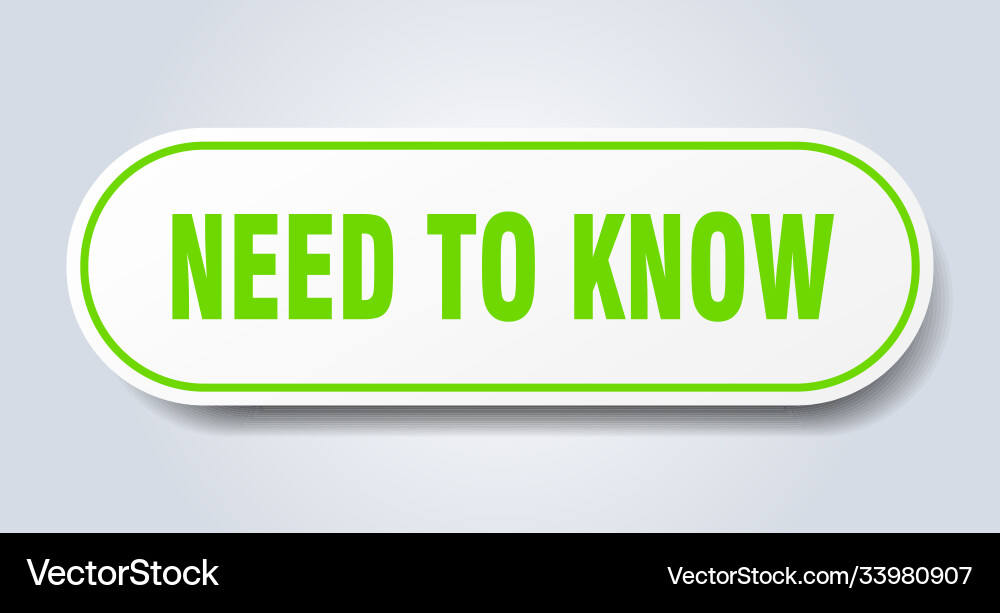 Need to know sign rounded isolated button white vector image