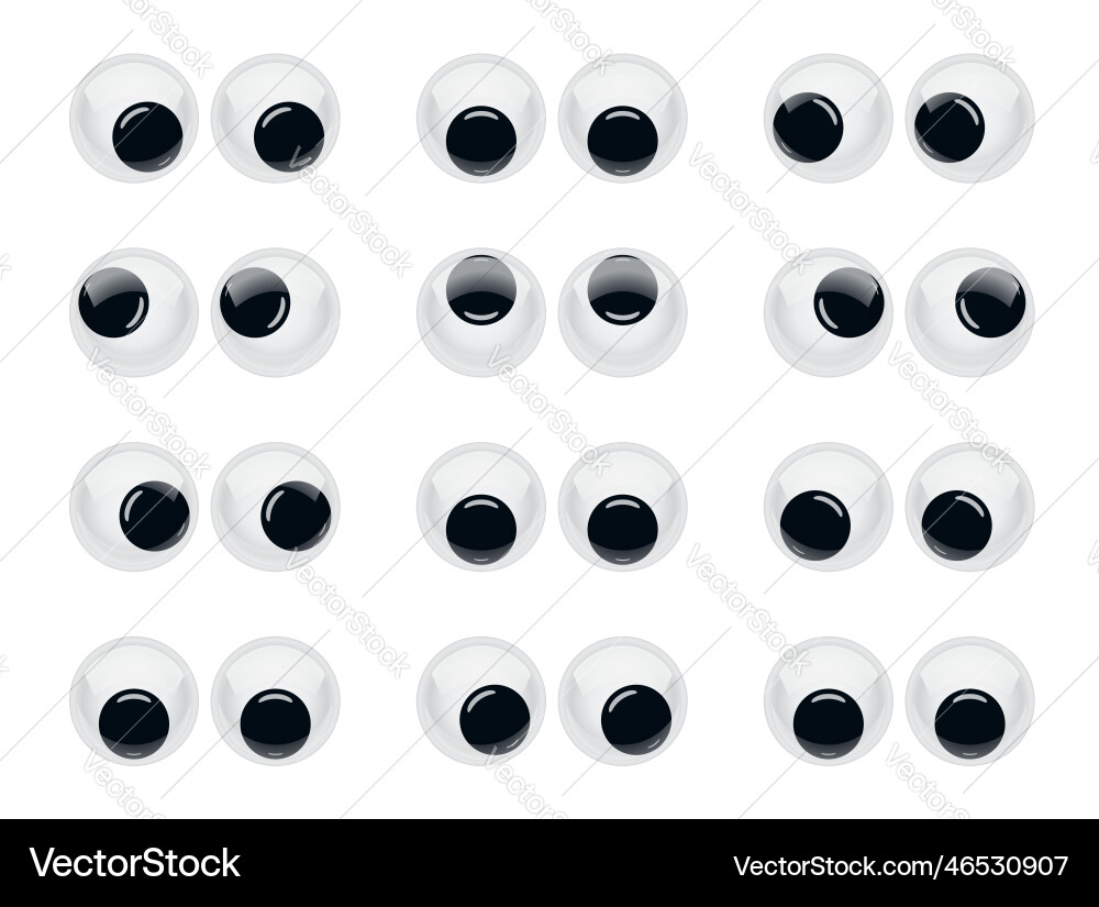 Plastic wobbly animated puppet toy eyes Plastic wobbly animated puppet toy eyes vector image