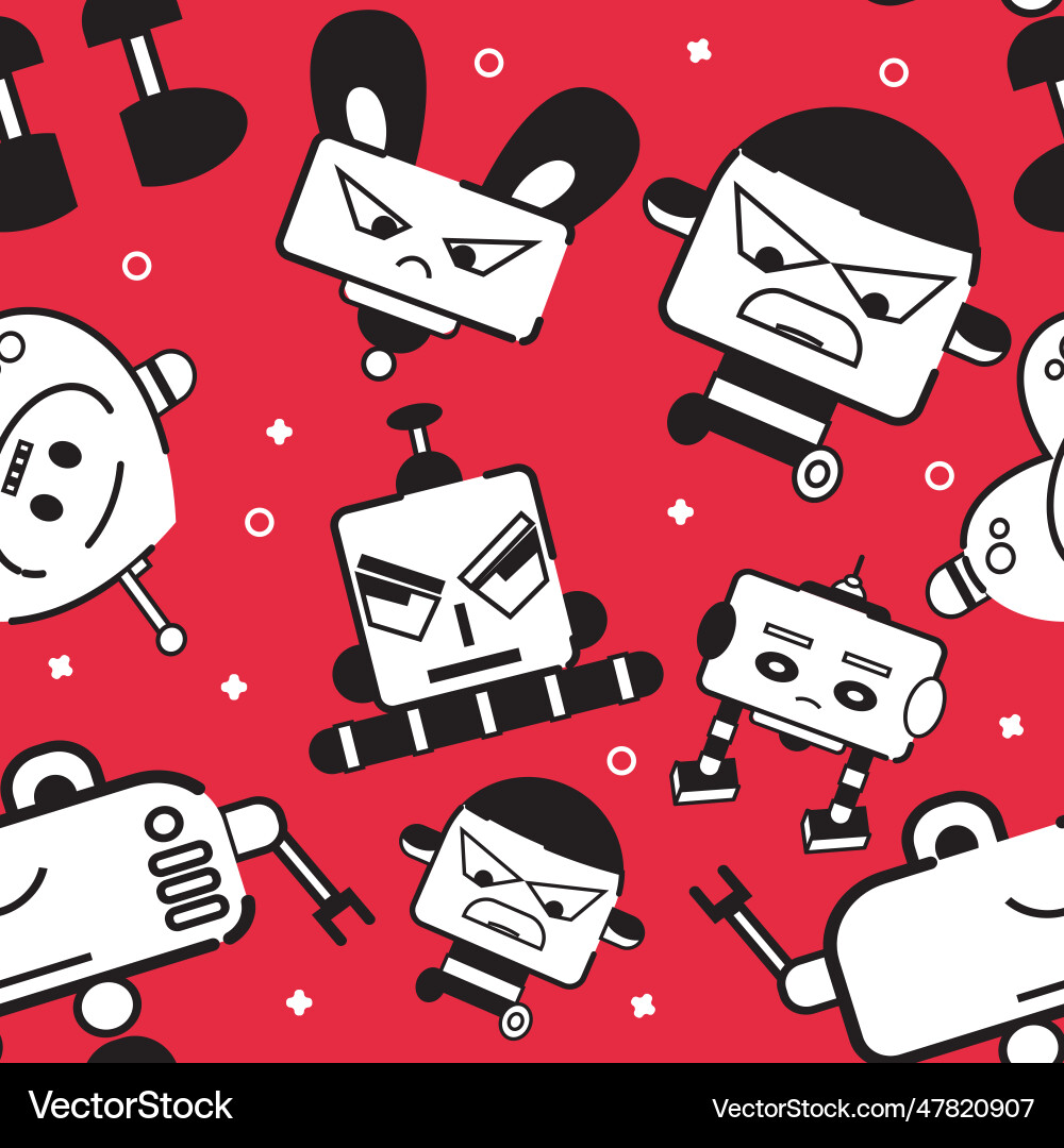 Seamless pattern background with robot toy icons Vector Image
