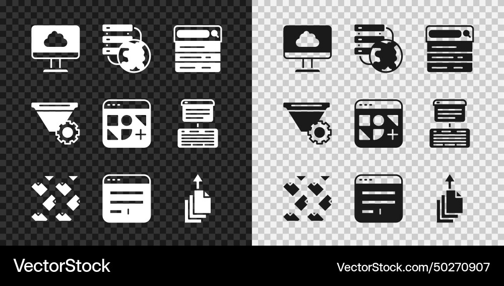 Set cloud technology data transfer network Set cloud technology data transfer network vector image