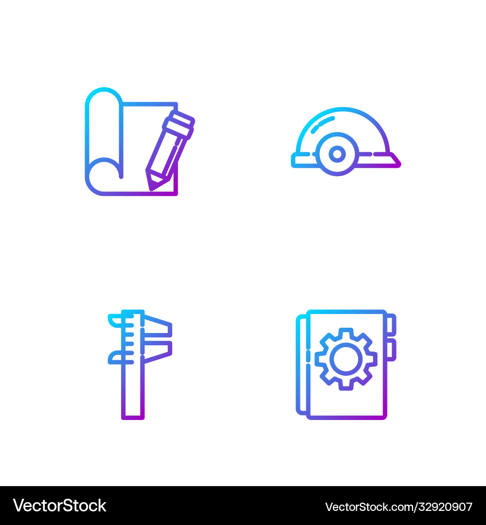 Set line user manual calliper or caliper Set line user manual calliper or caliper vector image