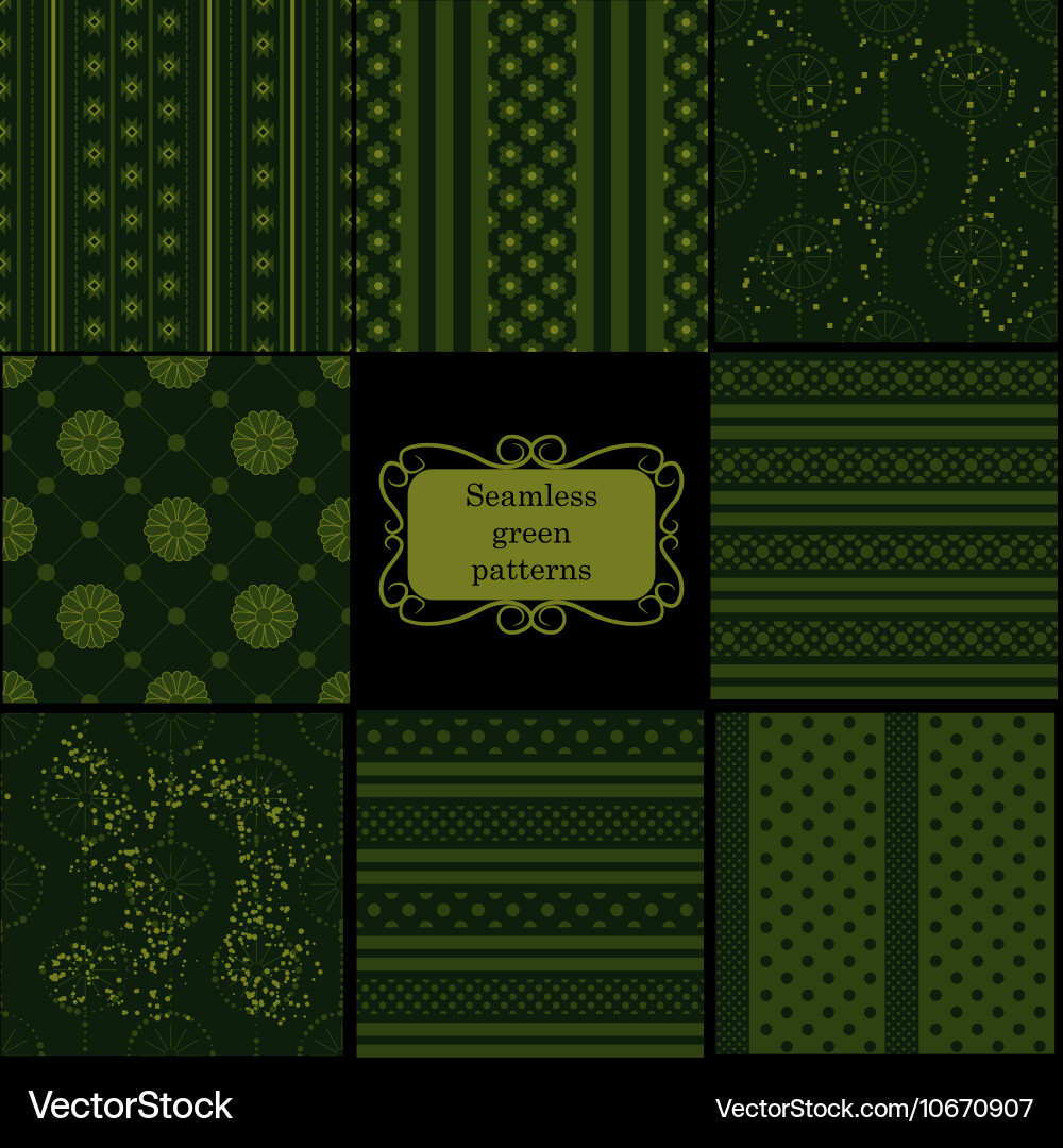 Set of green patterns vector image