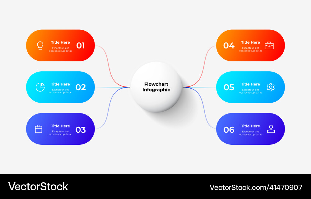 Six Stage Flowchart - Rounded Elements vector image