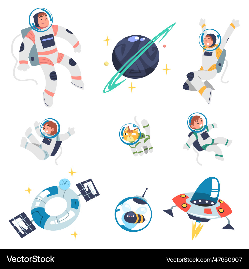 Space with astronaut character in spacesuit Space with astronaut character in spacesuit vector image