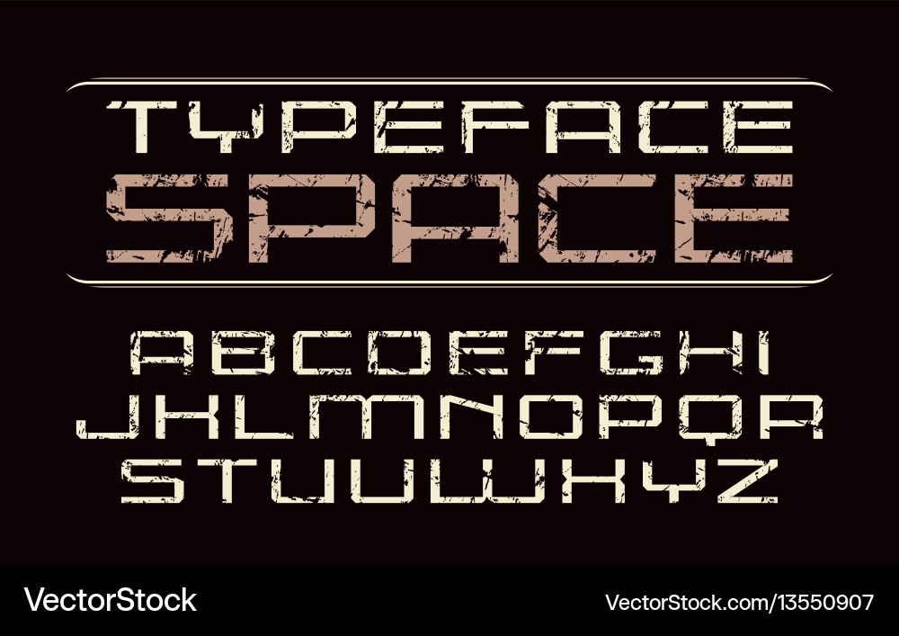 Square sanserif font in computer style vector image