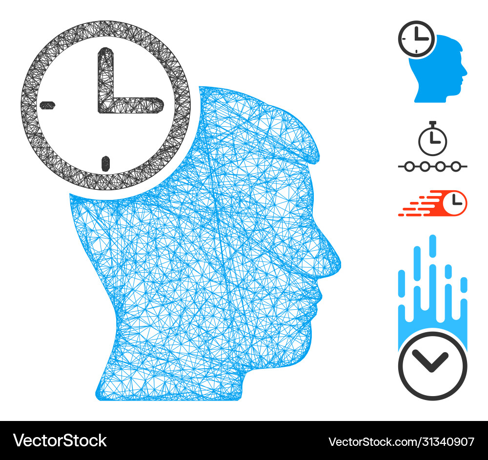 Time management head web mesh Time management head web mesh vector image