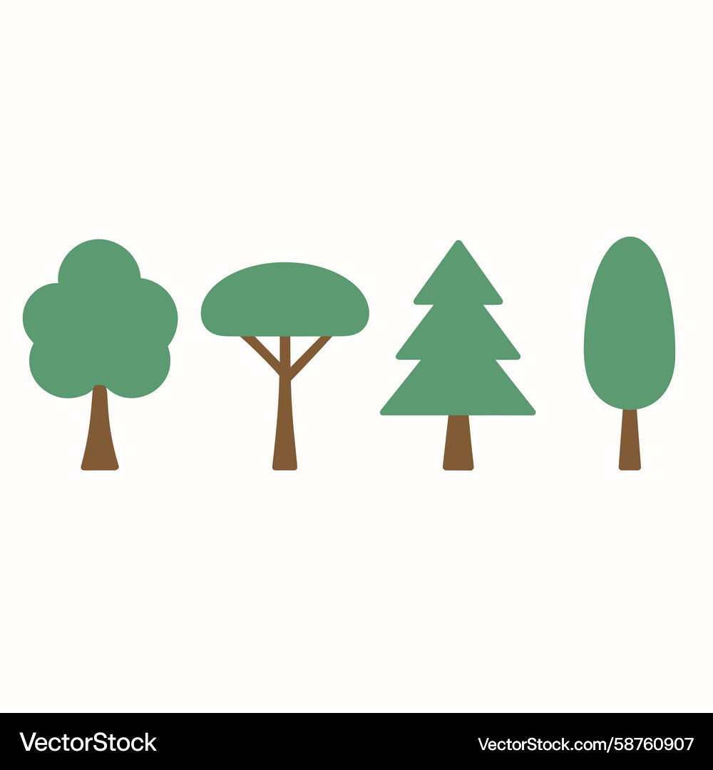 Tree Shape Collection - Flat Style Vector Image