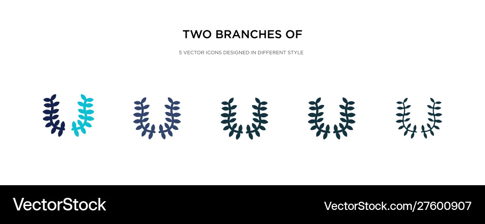 Two branches frame icon in different style Vector Image
