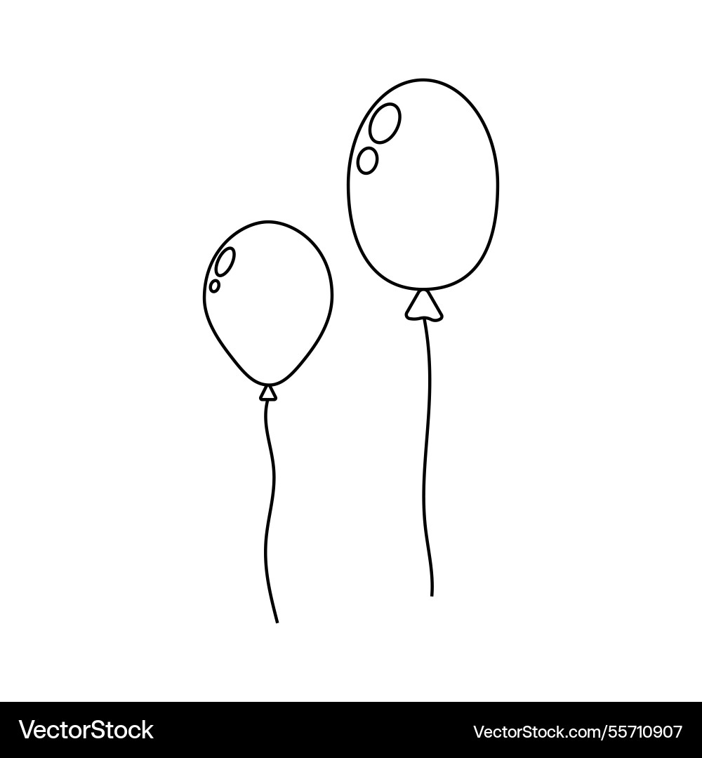 Two simple balloons on string in a minimalistic Two simple balloons on string in a minimalistic vector image