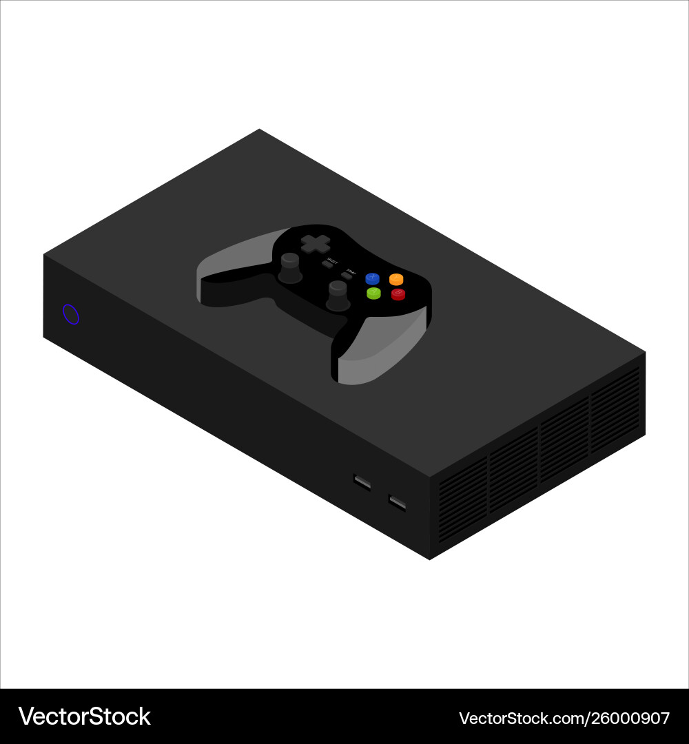 Video game console and controller isometric view Vector Image