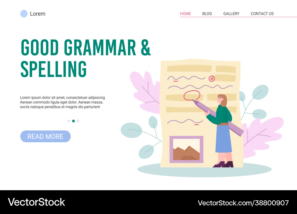 Website for spelling corrector and grammar editor Vector Image