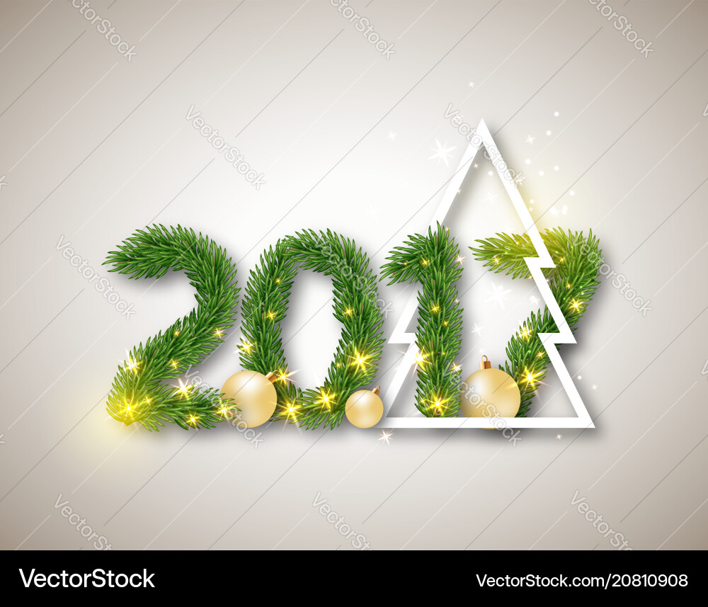 2017 numeric from fir branches with abstract 2017 numeric from fir branches with abstract vector image