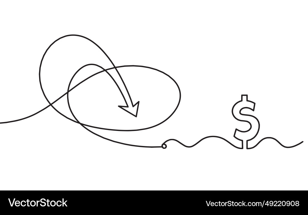 Abstract continuous lines arrows with dollar Vector Image