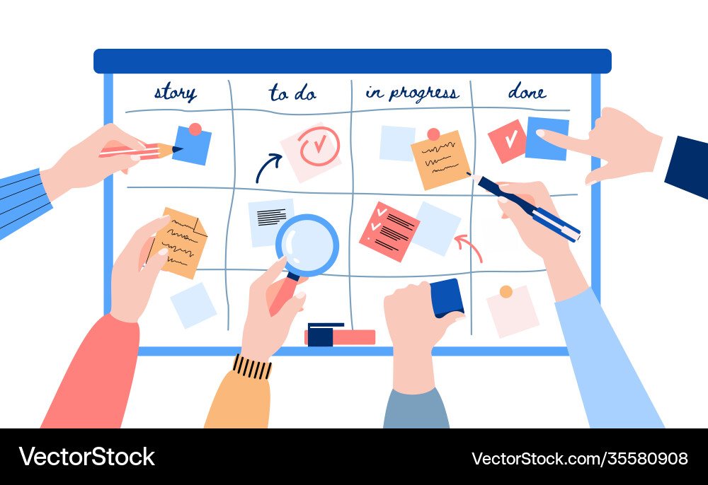 Agile development scrum team using kanban Agile development scrum team using kanban vector image