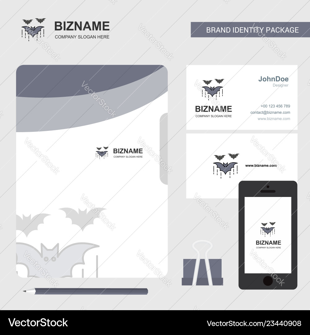 Bat business logo file cover visiting card Vector Image