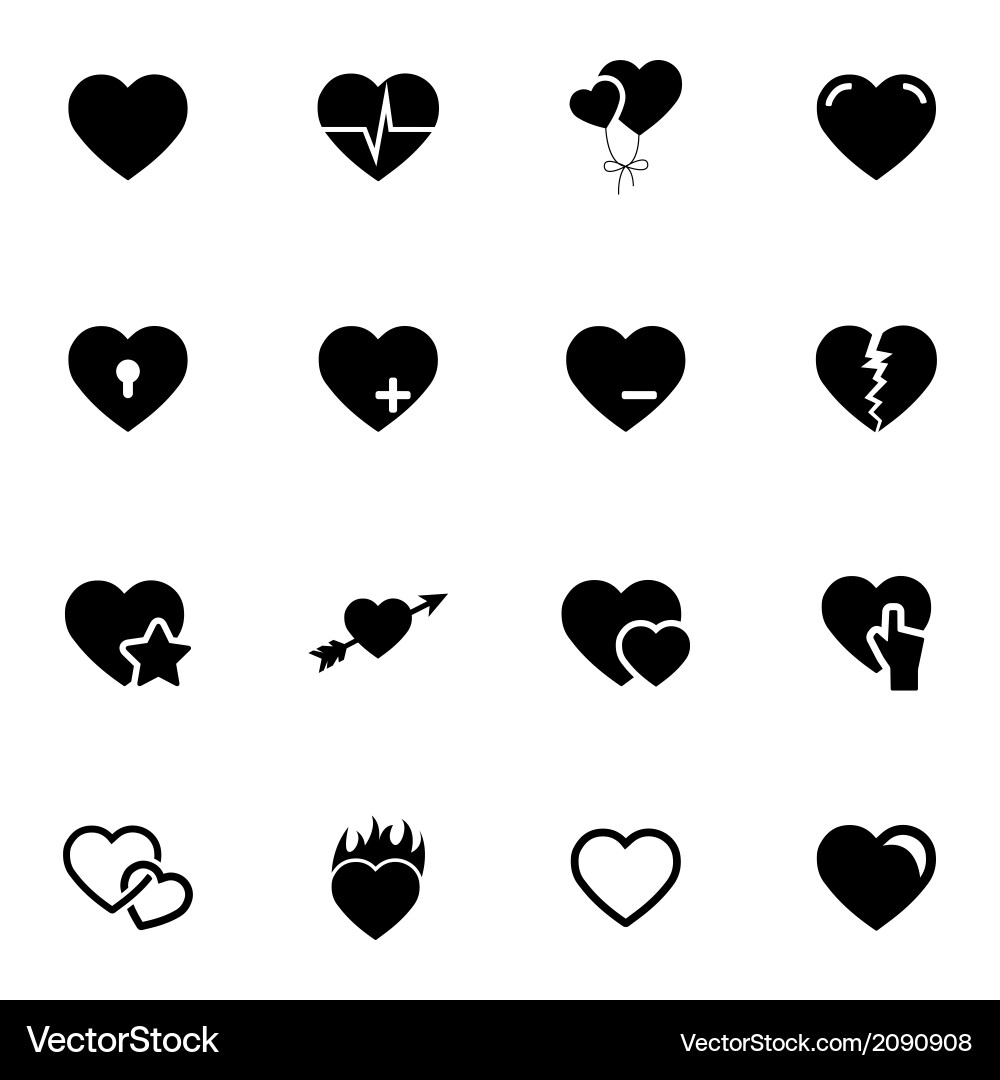 Black Heart Icon Set Royalty Free Vector Image