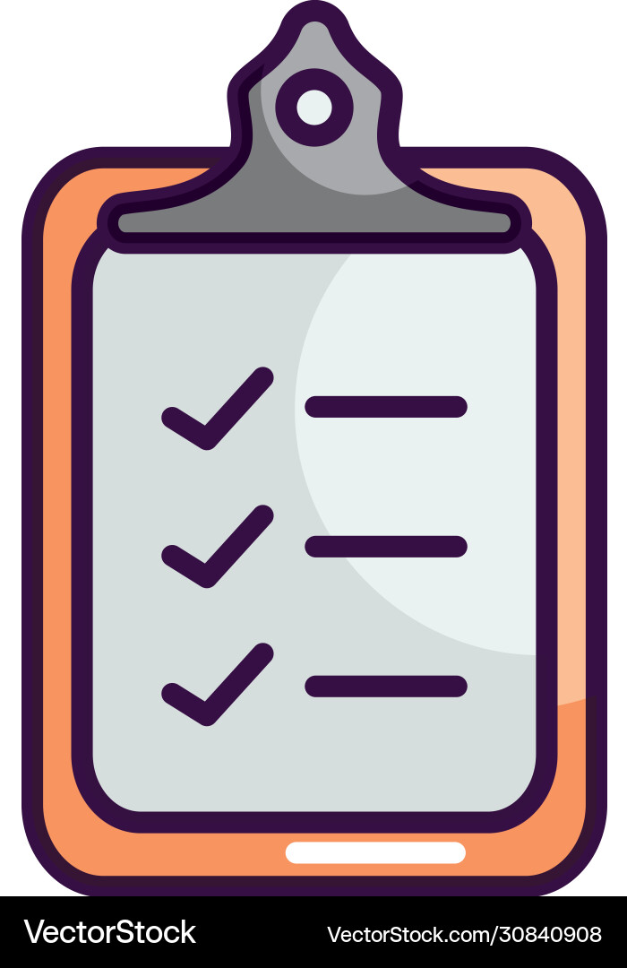 Clipboard with checklist icon line color style vector image
