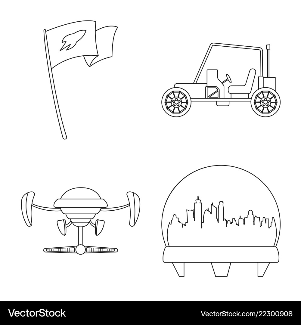 Design of mars and space sign set Vector Image