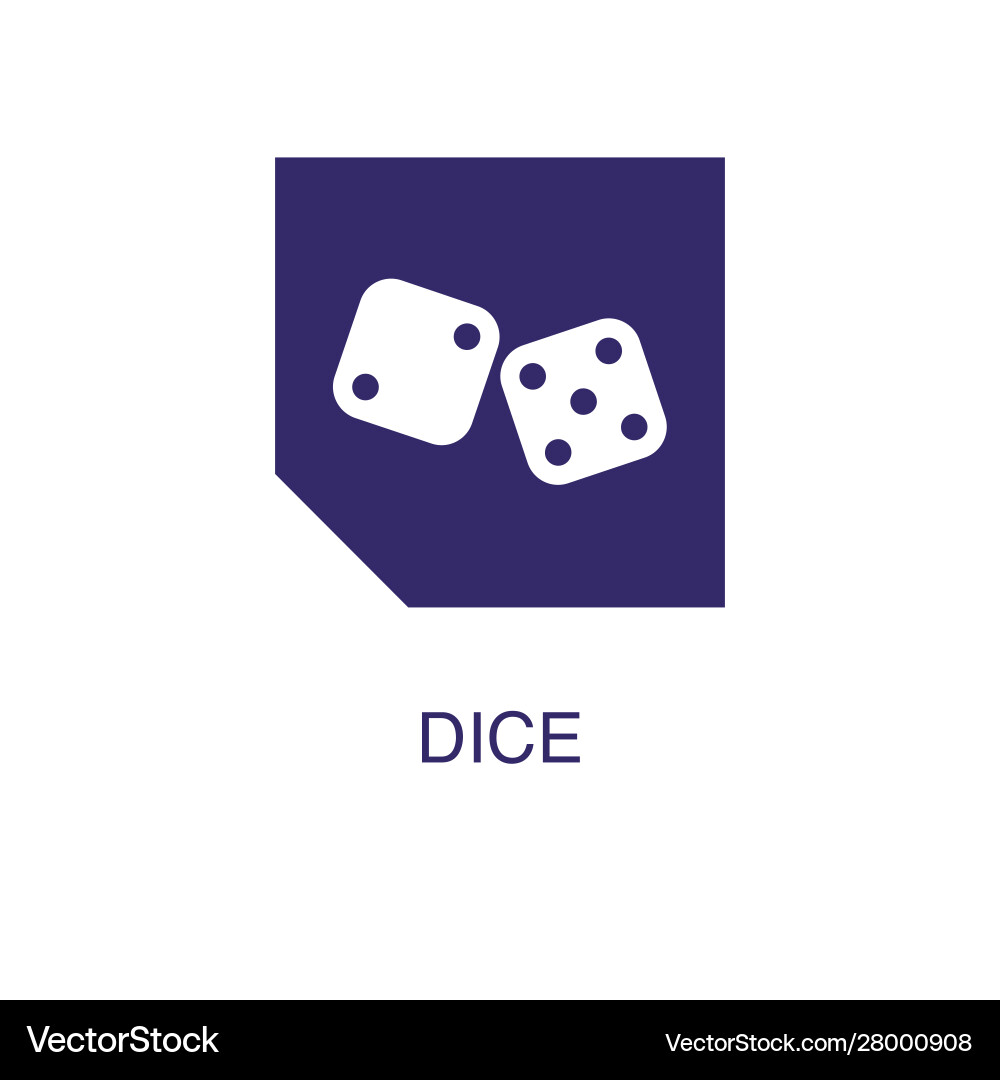 Dice element in flat simple style on white vector image