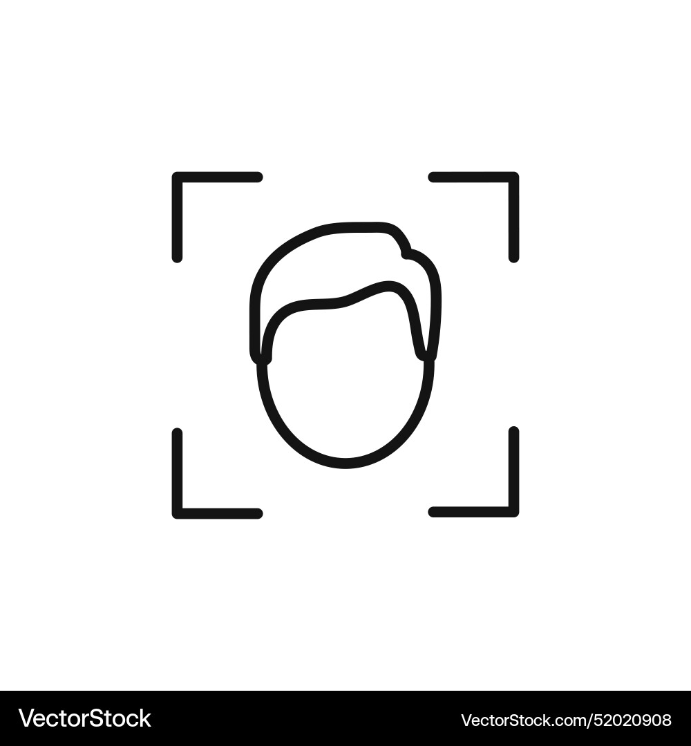 Face detection icon outline collection in black Face detection icon outline collection in black vector image