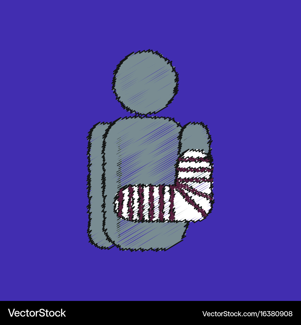 Flat shading style icon with broken arm vector image